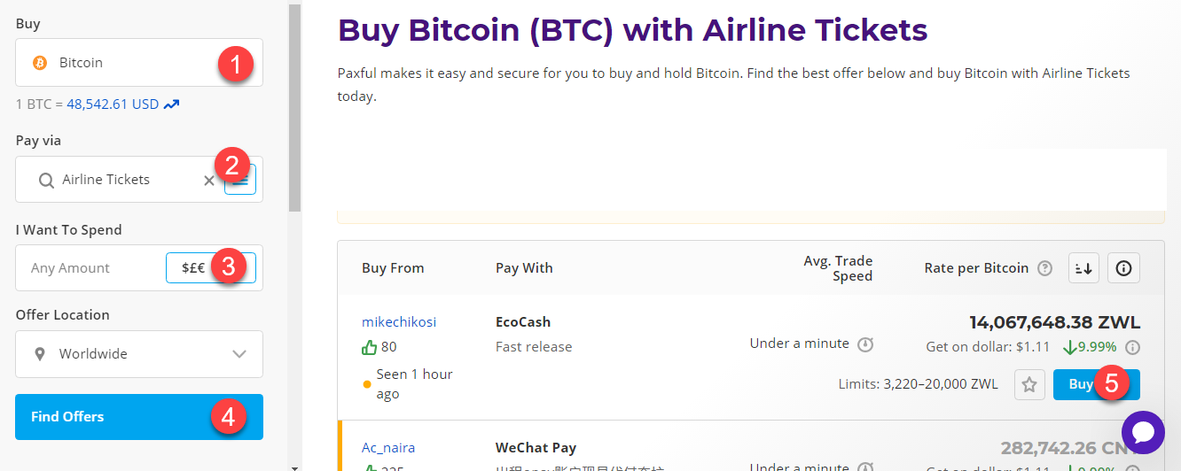 buy btc with airline tickets