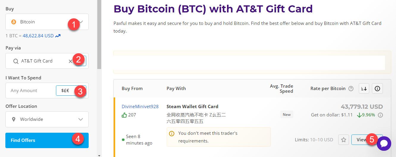 buy btc with at&t gift card