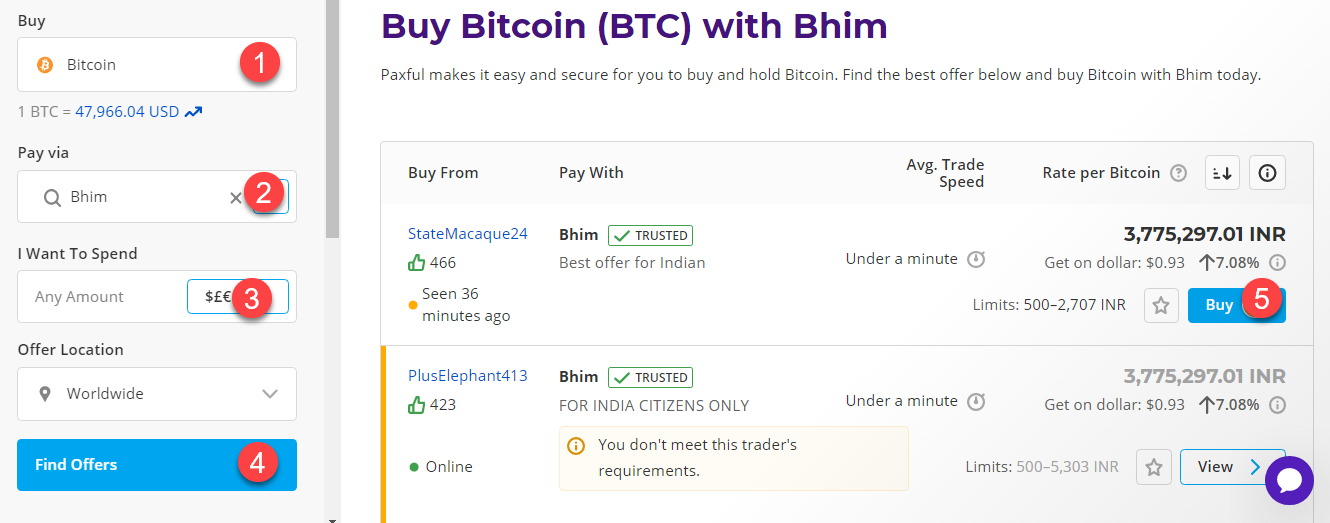 buy btc with bhim