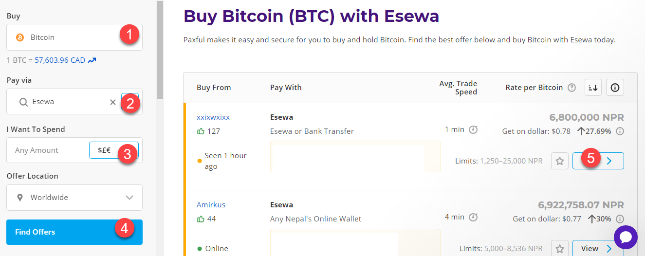 buy btc with esewa