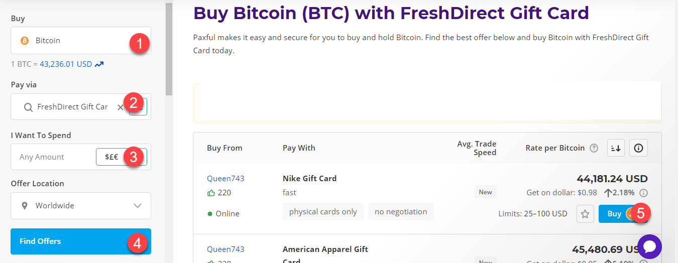 buy btc with freshdirect gift card