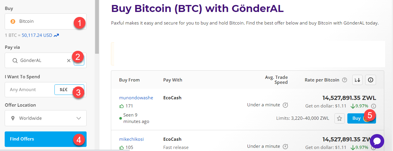 buy btc with gonderal