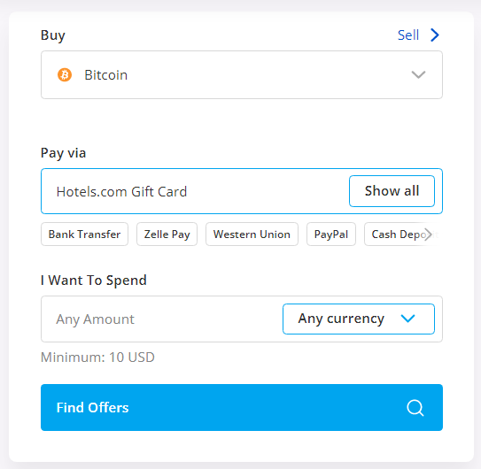 buy btc using hotels.com gift card