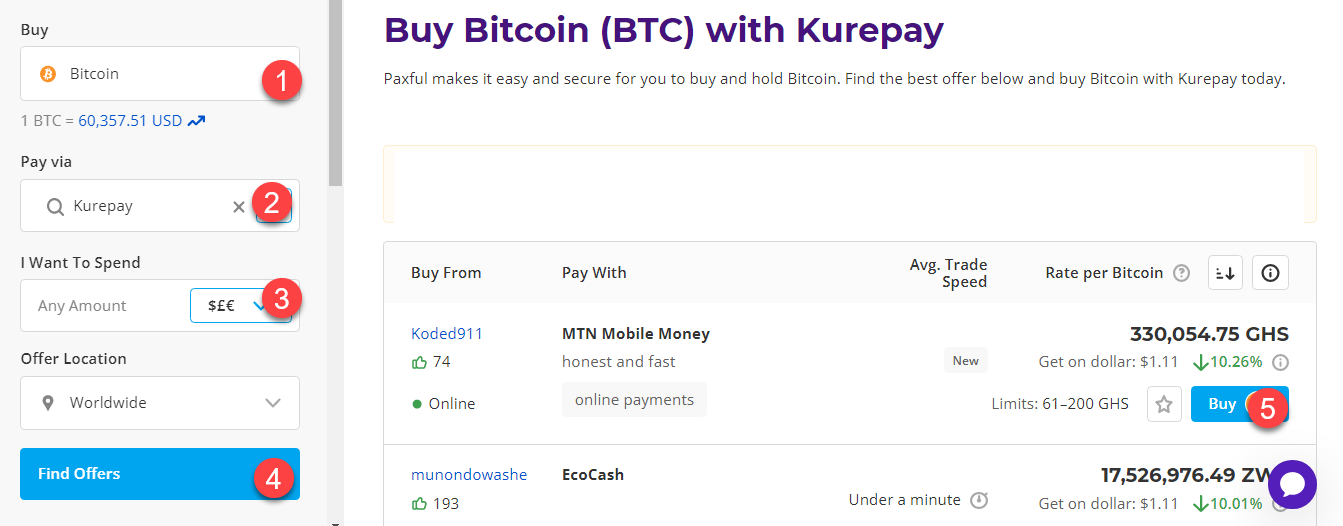 buy btc with kure payment