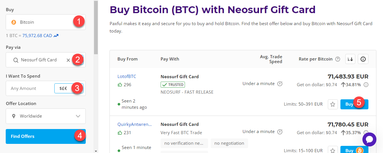 buy btc with neosurf