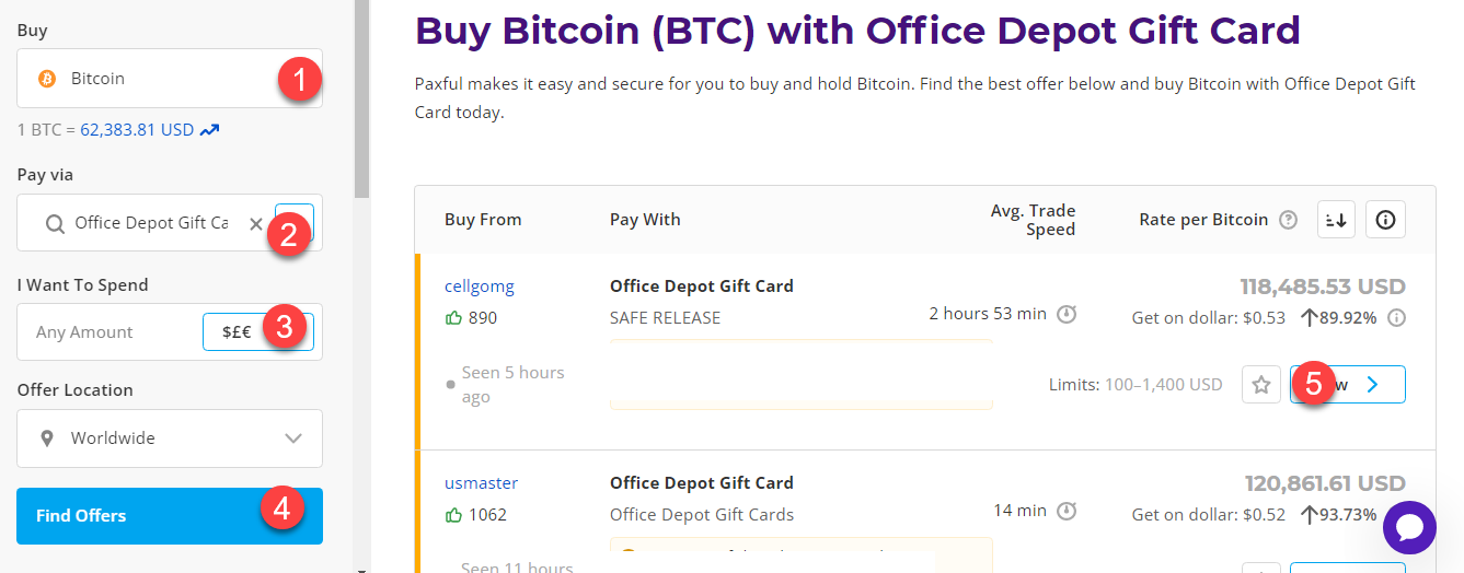 buy btc with office depot gift card