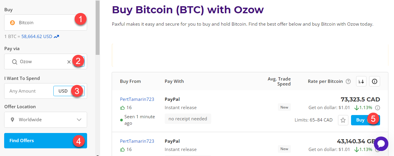 buy btc with ozow