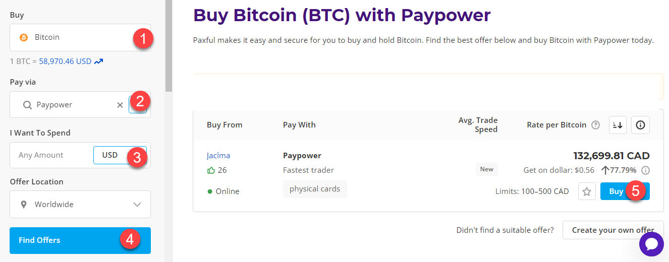 buy btc with paypower