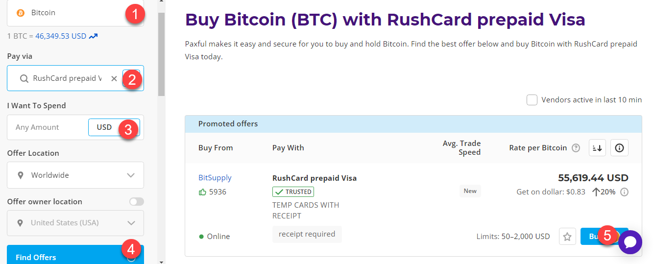buy btc with rushcard prepaid visa
