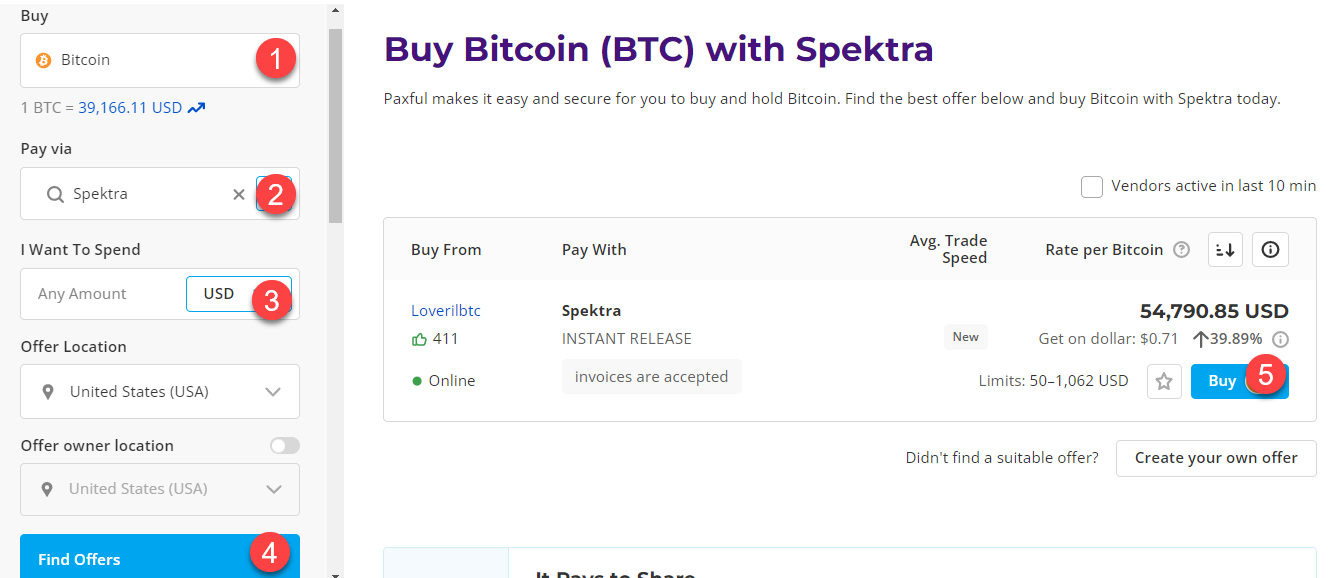 buy btc with spektra