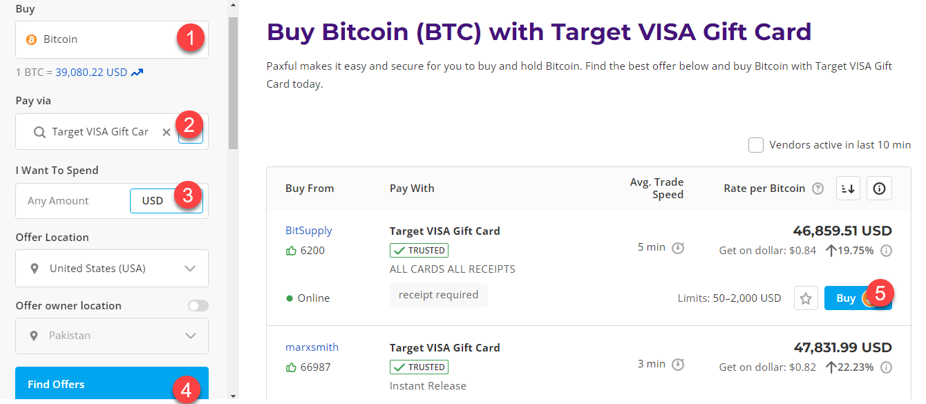 buy btc with targetvisa gift card